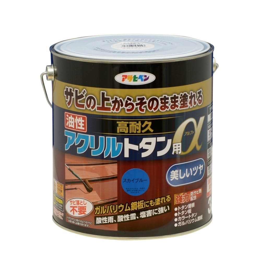 アサヒペン　油性高耐久トタン用α　３ｋｇ　スカイブルー