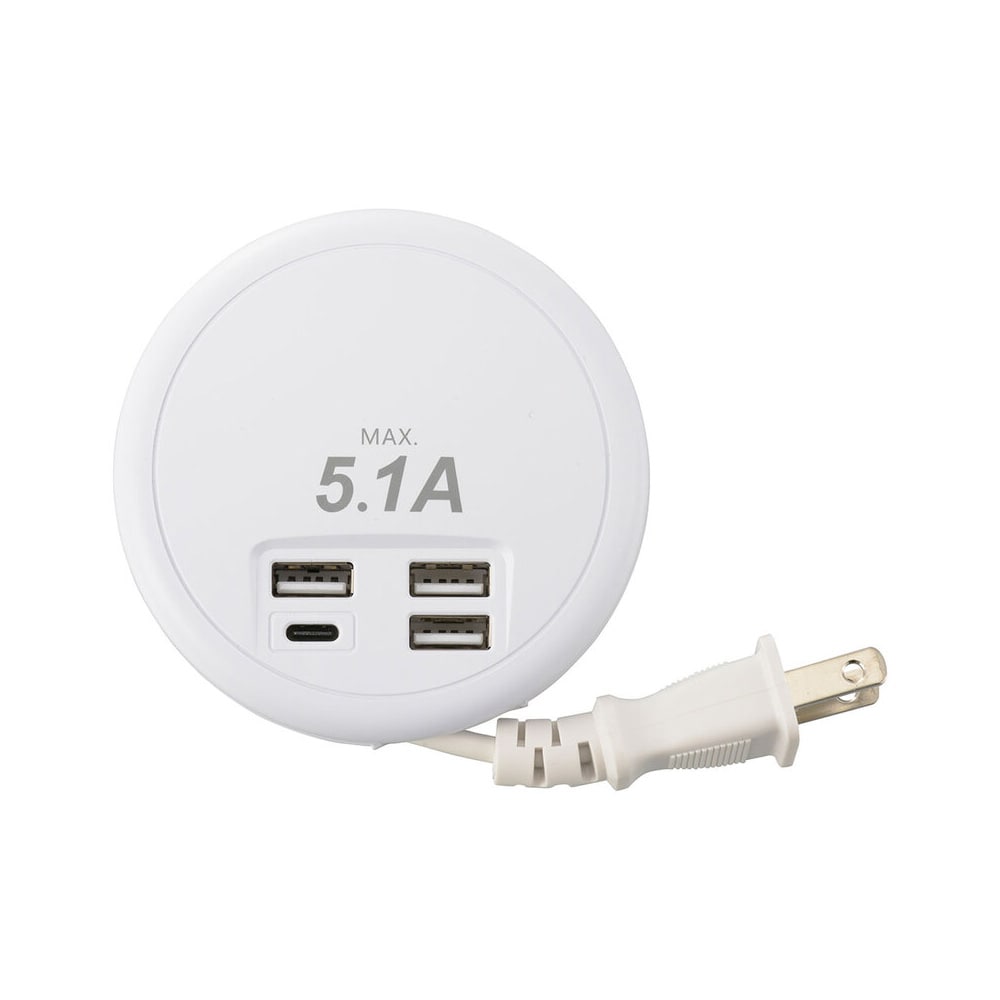 オーム電機　ＵＳＢチャージャーコード巻取式　ＳＭＰ－Ｕ３Ｃ５１Ｅ３－Ｗ