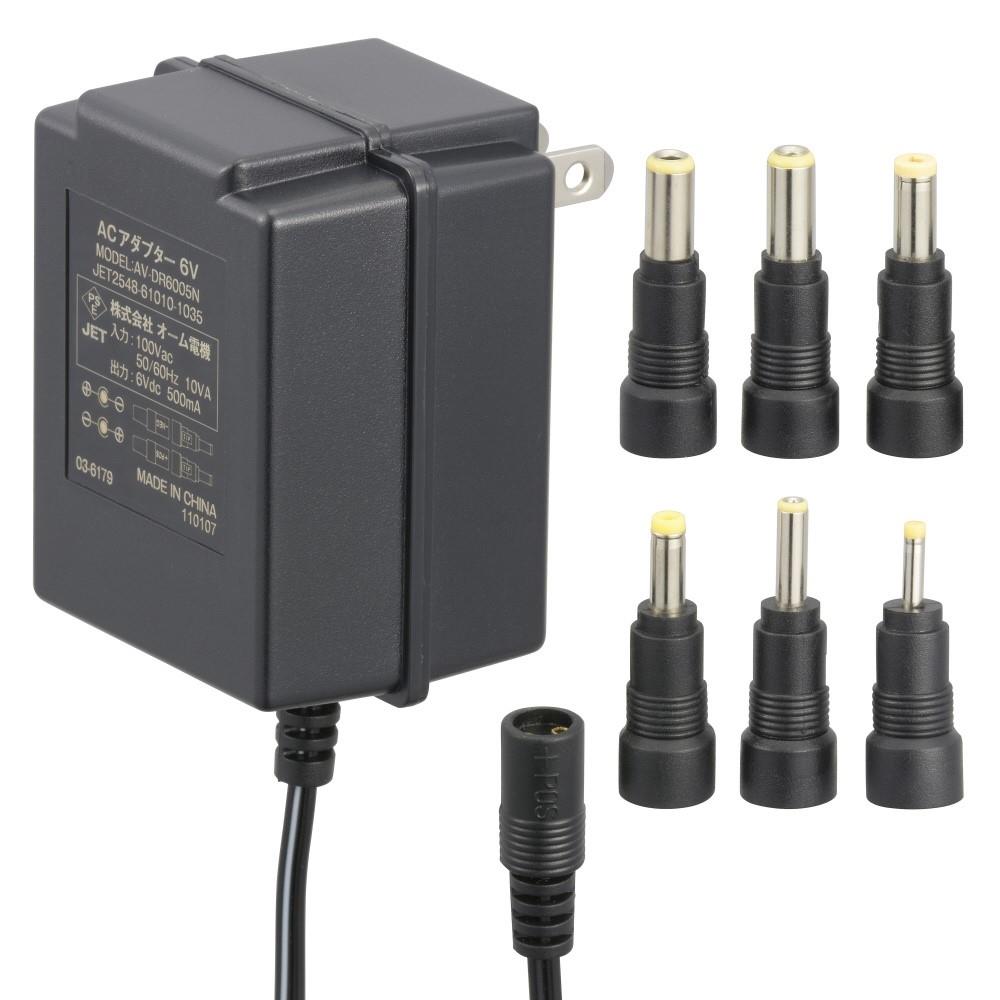 オーム電機　電源アダプター　６Ｖ　０．５Ａ　ＡＶ－ＤＲ６００５Ｎ DC6V対応