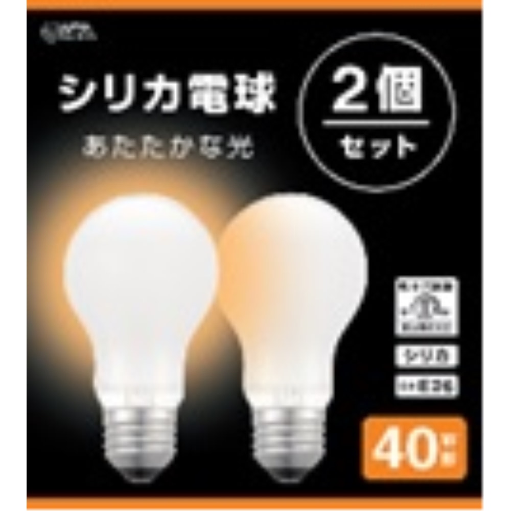 オーム電機　シリカ電球４０Ｗ２Ｐ　ＬＢ－Ｄ５６３８Ｗ－２ＰＮ 口金：E26