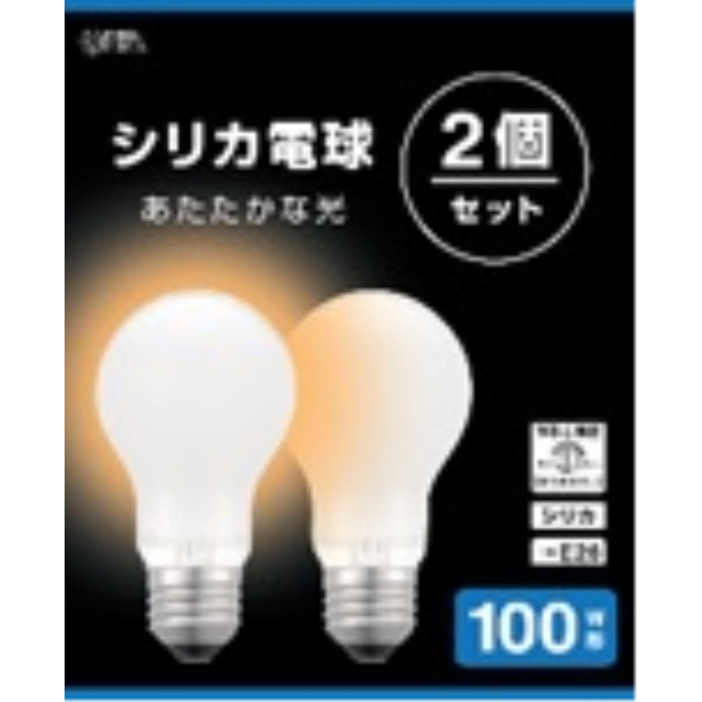 オーム電機　シリカ電球１００Ｗ２Ｐ　ＬＢ－Ｄ６６９５Ｗ－２ＰＮ 口金：E26