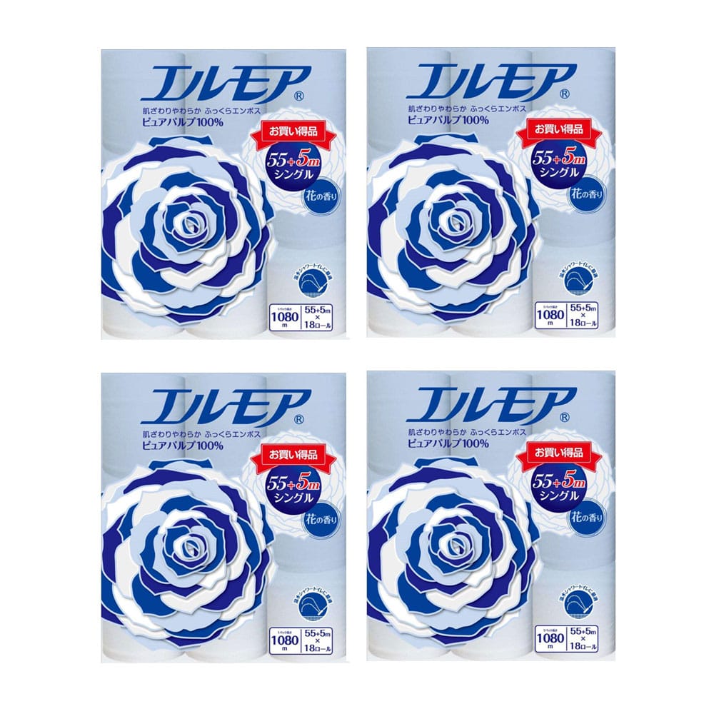 カミ商事 エルモアトイレット シングル18R 60m　×4個セット シングル ×4個セット