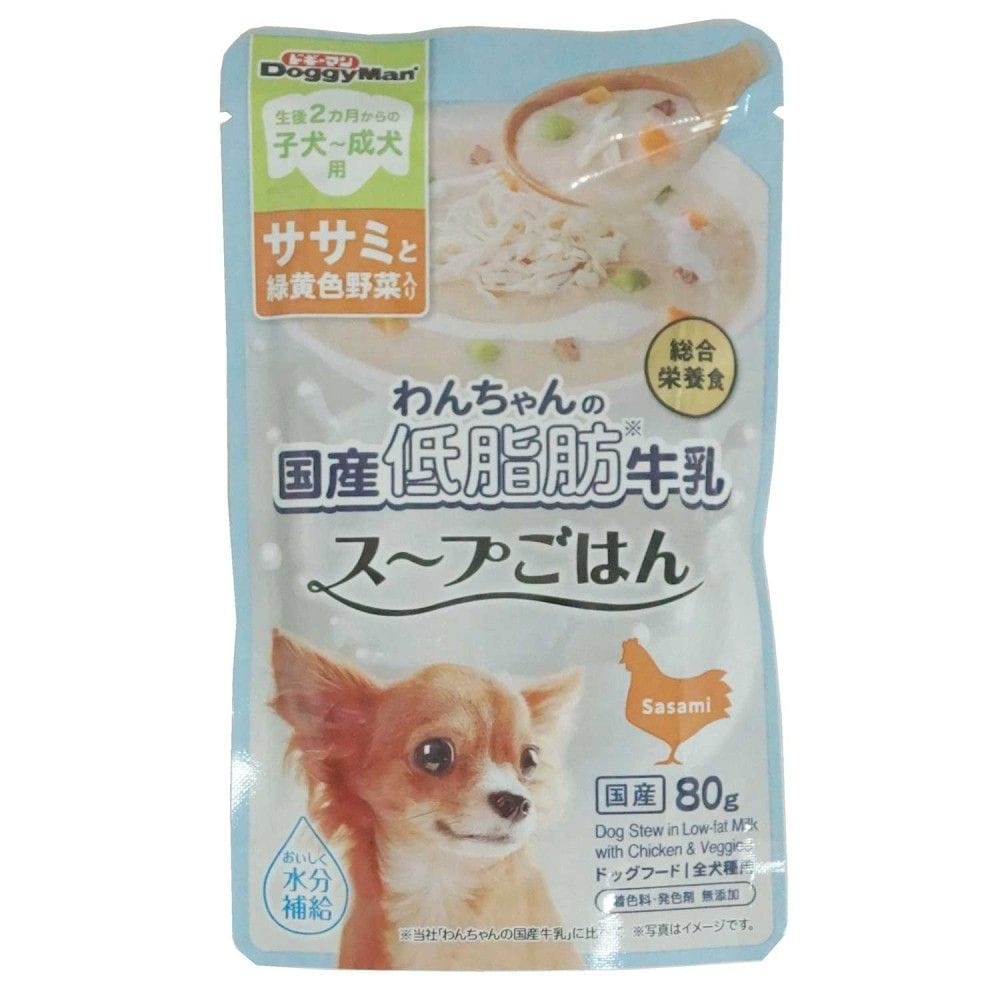 ドギーマン わんちゃんの国産低脂肪牛乳スープごはん　ササミと緑黄色野菜入り80ｇ ササミと緑黄色野菜入り80ｇ