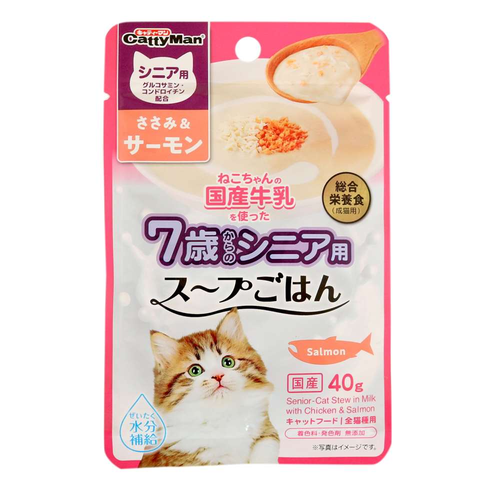 トーアコマース　猫ちゃん国産牛乳ごはん　ササミ＆サーモン　シニア　４０ｇ ささみ＆サーモン　シニア用