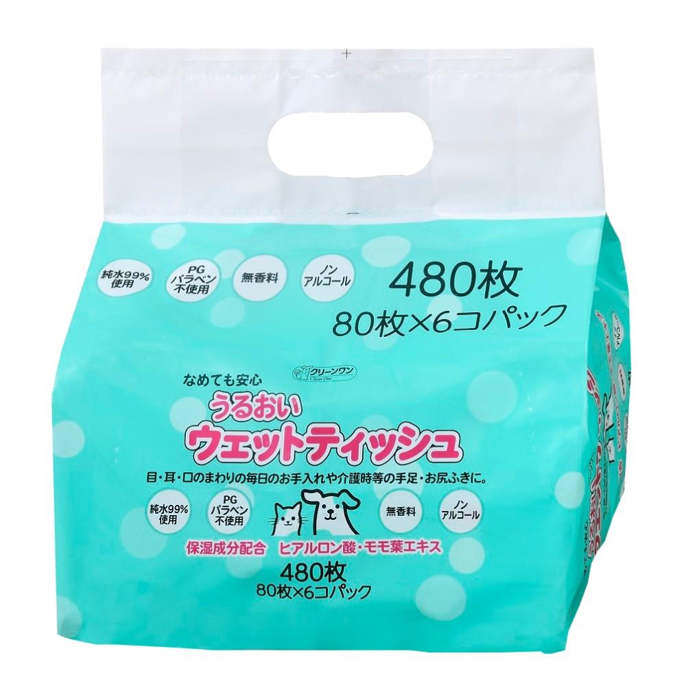石原紙業　クリーンワン　うるおいウエットティッシュ　８０枚×６Ｐ　６個