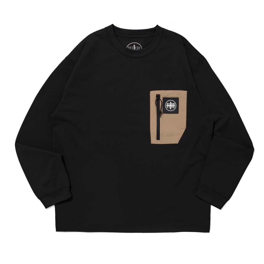 HIGH FIVE FACTORY Logo Dry Pocket L/S T Shirts BLACK L (ロゴドライポケット長袖Tシャツ) L