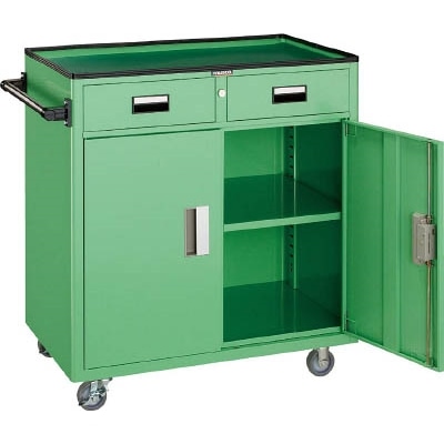 ■トラスコ中山(TRUSCO)　ツールワゴン　８００Ｘ５００ＸＨ８８０　引出・扉付　ＹＧ  NTS-504N-YG