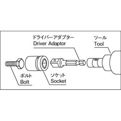 ■ナック　ドライバーアダプター６．３５ｘ対辺四角９．５２ｍｍｘ５０Ｌボール止付　4DA305NB 4DA305NB