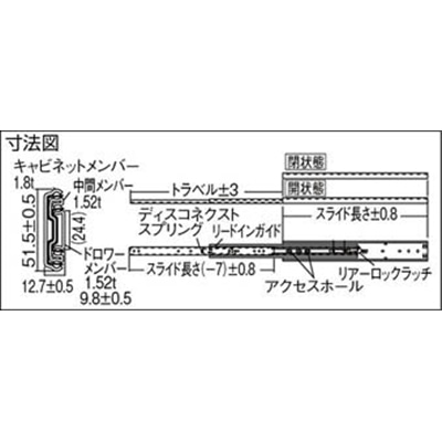 ■アキュライド　ダブルスライドレール７１１ｍｍ　C3307-28　　1本 C3307-28　(1ﾎﾟﾝ)