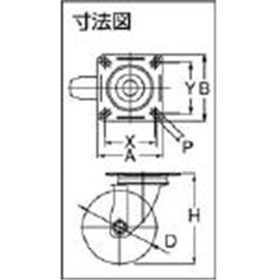 ■ワコー　エアーキャスター（自在車）　７５ｍｍ　ゴム車　AMG-75-NRB AMG-75-NRB