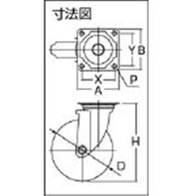 ■ワコー　エアーキャスター（自在車）　１５０ｍｍ　ゴム車　AHG-150-NRB AHG-150-NRB