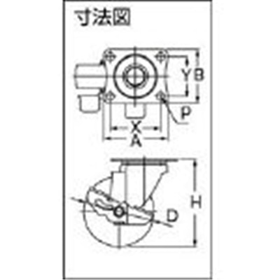 ■ワコー　エアーキャスター（自在車ストッパー付）　７５ｍｍ　ゴム車　ALG-75-NRBDS ALG-75-NRBDS