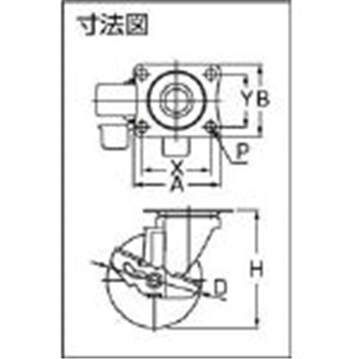 ■ワコー　エアーキャスター（自在車ストッパー付）　１００ｍｍ　ウレタン車　ALG-100-UHFDS ALG-100-UHFDS