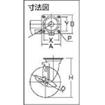 ■ワコー　エアーキャスター（自在車ストッパー付）　１２５ｍｍ　ゴム車　AHG-125-NRBDS AHG-125-NRBDS