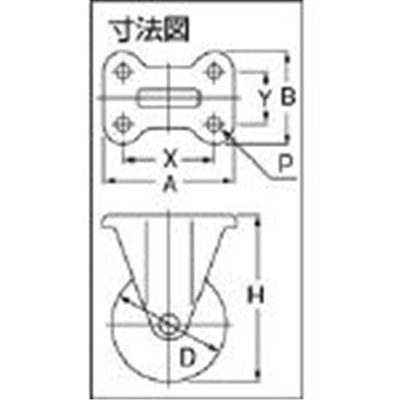 ■ワコー　エアーキャスター（固定車）　２００ｍｍ　ゴム車　ASHR-200-RB ASHR-200-RB