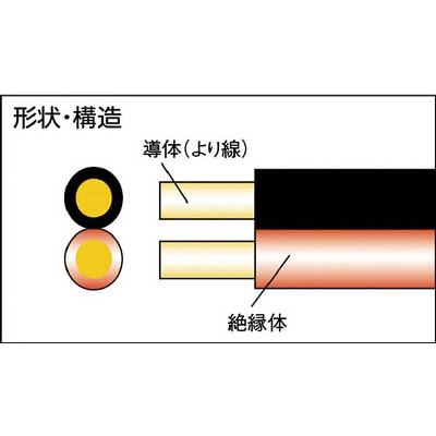 □正和電工 異色平行線ＶＦＦビニールコード １０ｍ 赤／黒 FF-10AS(FF 