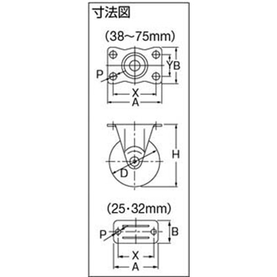 ■ハンマー　Ｇ型　固定ウレタン車　２５ｍｍ　420RUR25BAR01 420RUR25BAR01