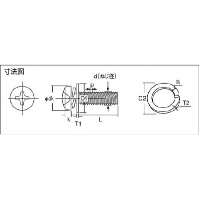 ■トラスコ中山(TRUSCO)　ナベ頭組込ネジ　クロメートＰ－３　サイズＭ３Ｘ６　１８０本入  B50-0306 B50-0306