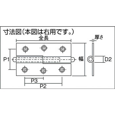 ■トラスコ中山(TRUSCO)　スチール製抜き差し蝶番　右用  225-6043R 225-6043R