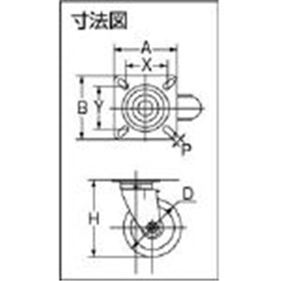 ■トラスコ中山(TRUSCO)　ハイテンプレス製ゴム車　自在金具付　Φ１５０  HTTJ-150 HTTJ-150