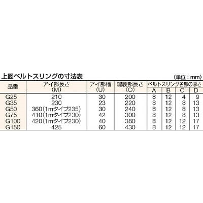 ■トラスコ中山(TRUSCO)　ベルトスリング　ＪＩＳ３等級　両端アイ形　２５ｍｍＸ５．０ｍ  G25-50 G25-50