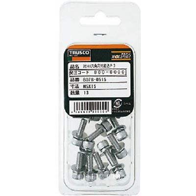 ■トラスコ中山(TRUSCO)　六角穴付組込ボルト　ステンレスＰ－３　サイズＭ３Ｘ１５　１７本入  B078-0315  (M3X15 17ｲﾘ) B078-0315 (M3X15 17ｲﾘ)