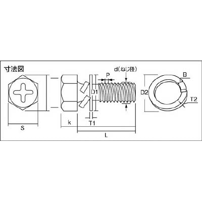 ■トラスコ中山(TRUSCO)　組込ボルト　アブセットＰ－３　三価白　サイズＭ８Ｘ１２　９本入  B768-0812 B768-0812