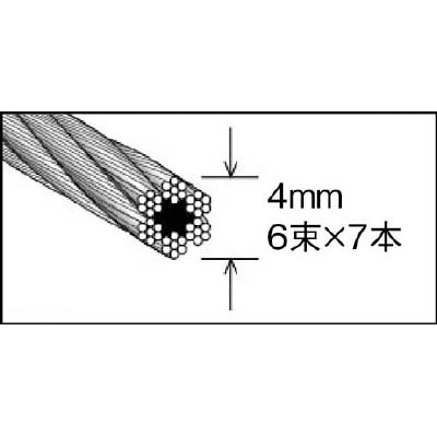 ■トラスコ中山(TRUSCO)　メッキ付ワイヤロープ　Φ４ｍｍＸ１００ｍ　CWM-4S100 CWM-4S100