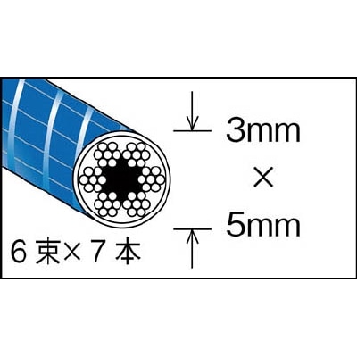 ■トラスコ中山(TRUSCO)　メッキ付ワイヤロープ　ＰＶＣ被覆タイプ　Φ３（５）ｍｍＸ５０ｍ　CWP-3S50 CWP-3S50