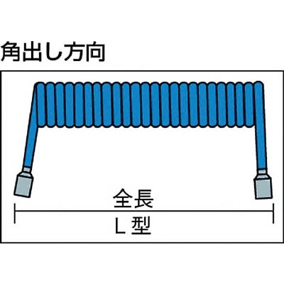 ■トラスコ中山(TRUSCO)　ウレタンコイルホース細巻　ストレート・Ｌ型　２．９ｍ　CH-300-15 CH-300-15