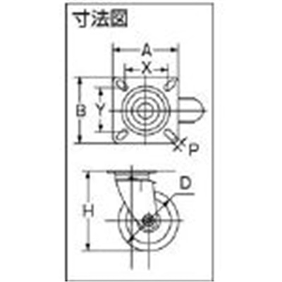 ■トラスコ中山(TRUSCO)　プレス製ゴムキャスター　自在　Φ１００  TJ-100   (100MM) TJ-100 (100MM)