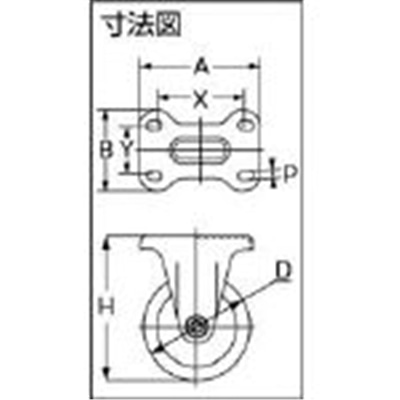 ■トラスコ中山(TRUSCO)　プレス製ウレタンキャスター　固定　Φ１００  TUK-100   (100MM) TUK-100 (100MM)