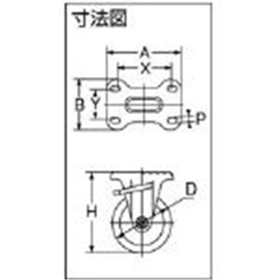 ■トラスコ中山(TRUSCO)　プレス製ゴムキャスター　固定ストッパー付　Φ７５  TKB-75 (ｺﾃｲｶﾅｸﾞﾌﾞﾚｰｷﾂｷ 75MM) TKB-75 (ｺﾃｲｶﾅｸﾞﾌﾞﾚｰｷﾂｷ 75MM)