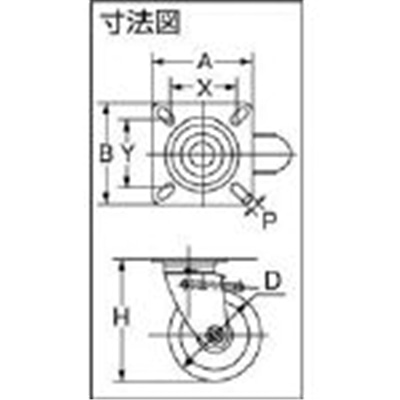 ■トラスコ中山(TRUSCO)　プレス製ゴムキャスター　自在ダブルストッパー付　Φ７５  TJB-75  (75MM) TJB-75 (75MM)