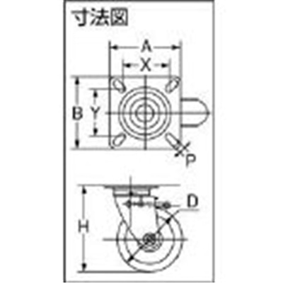 ■トラスコ中山(TRUSCO)　プレス製ウレタンキャスター　自在ダブルストッパー付　Φ７５  TUJB-75  (75MM)(ﾌﾞﾚｰｷﾂｷ) TUJB-75 (75MM)(ﾌﾞﾚｰｷﾂｷ)