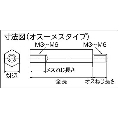 テイシン電機 ジュラコン（R）スペーサー SJB－M3 オス－メス 100個入 SJB-320(SJB-320): 住宅設備・電設・水道用品