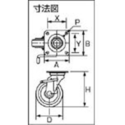 ■シシク　スタンダードプレスキャスター　ゴム車輪　自在ストッパー付　１５０径　WJB-150 WJB-150