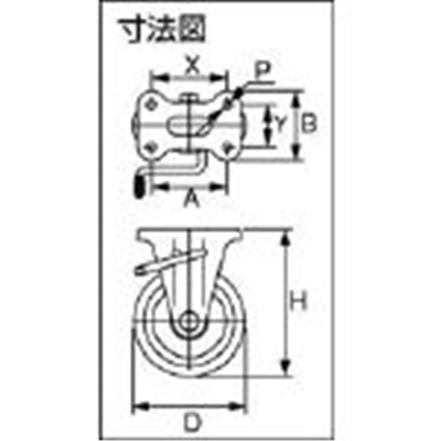 ■シシク　固定車　ブレーキ付　１００ｍｍ　WKB-100 WKB-100