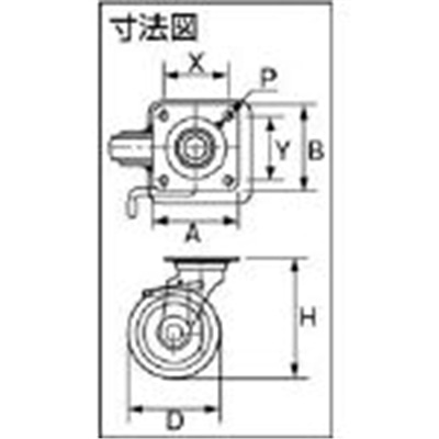 ■シシク　スタンダードプレスキャスター　ウレタン車輪　自在ストッパー付　２００径　UWJB-200　(ﾌﾞﾚｰｷﾂｷ)　200MM UWJB-200　(ﾌﾞﾚｰｷﾂｷ)　200MM