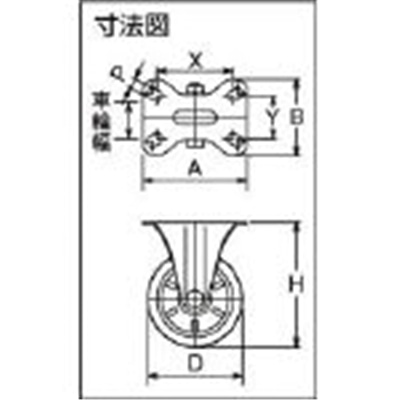 ■シシク　ステンレスキャスター　固定ウレタン車輪付　SUNK-125-POTH SUNK-125-POTH