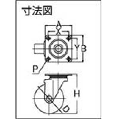 ■ユーエイ　産業用キャスター自在車　１００径ゴム車輪　SJ-100W-P SJ-100W-P