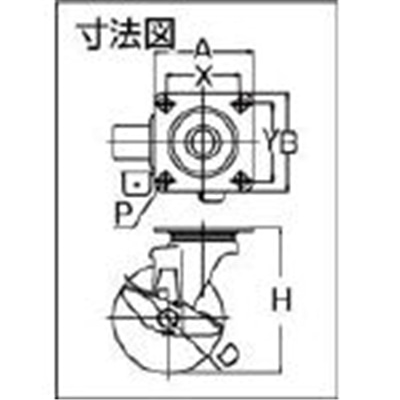 ■ユーエイ　産業用キャスターＳ付自在車　１００径ナイロン車輪　SJ-100NS SJ-100NS