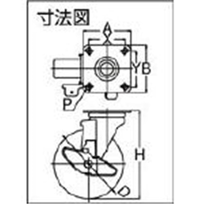 ■ユーエイ　産業用キャスターＳ付自在車　１５０径ゴム車輪　WJ2-150S WJ2-150S