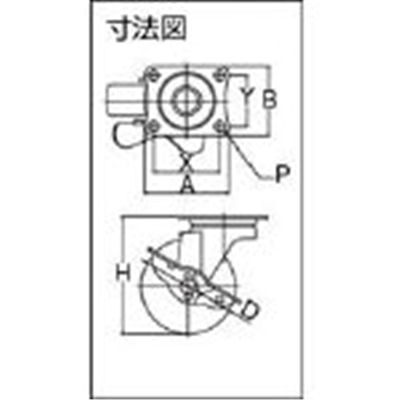 ■ユーエイ　キャスターＳ付自在車　ウレタン車輪径７５　SG-75URS SG-75URS