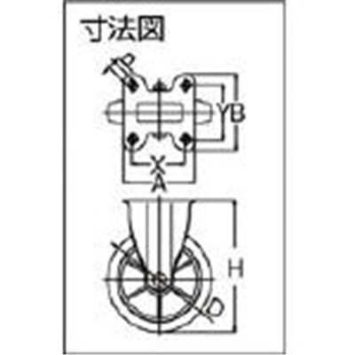 ユーエイ　産業用キャスター固定車　１５０径ゴム車輪　NWRK2-150-G NWRK2-150-G