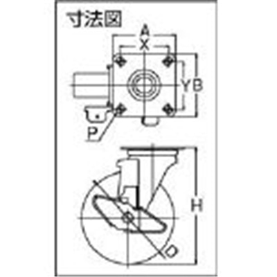 ■ユーエイ　キャスターステンレス製Ｓ付自在車　１５０径ナイロンホイルウレタン車輪　SUS-GUJ2-150S SUS-GUJ2-150S