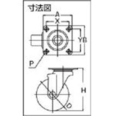 ■ユーエイ　キャスターステンレス製自在車　１００径ナイロンホイルウレタン車輪　SUS-SJ-100GU SUS-SJ-100GU