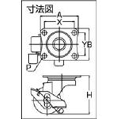 ■ユーエイ　キャスター　ステンレス製Ｓ付自在車　ウレタン車輪径５０　SUS-SG-50URS SUS-SG-50URS