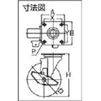■ユーエイ　産業用キャスターストッパー自在車　１３０径ナイロン車輪　NJ2-130S NJ2-130S