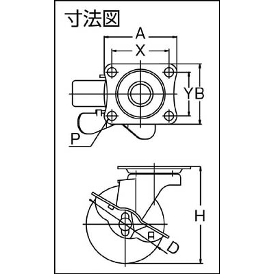 ■ユーエイ　キャスター自在車ストッパー付　６５径エラストマー車輪　SG-65ELS SG-65ELS